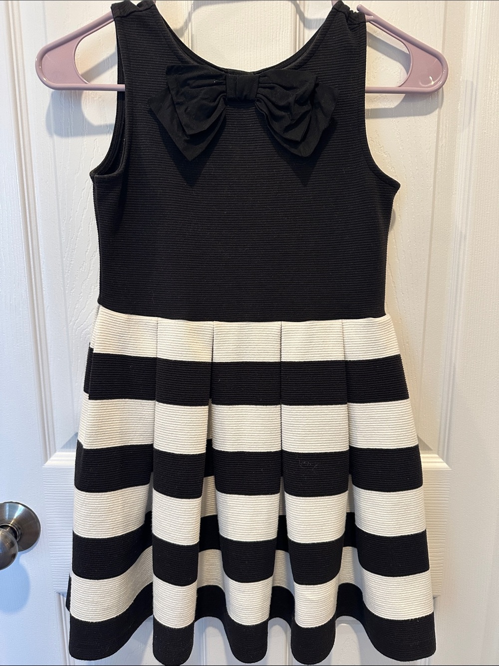 Janie and Jack Black and White Striped Bow-Back Formal Dress